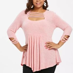 Rosegal Plus size ruffle hem strappy flowy shirt